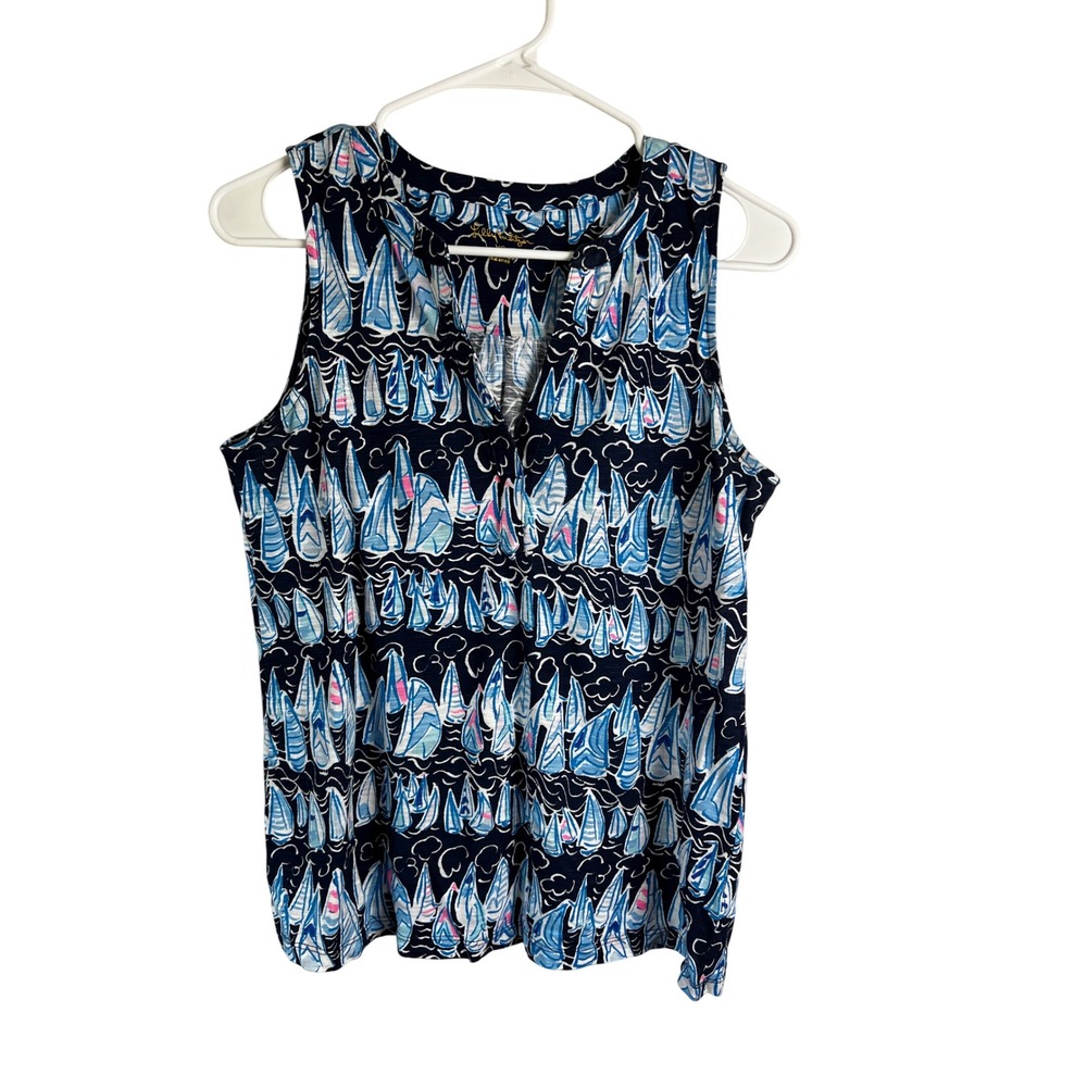 Lilly Pulitzer Dev Top Size XS Sleeveless Sailboats Resortwear Beach Tropical